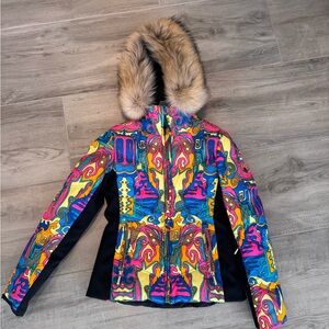 Sunice Multicolor Women's Ski Jacket with Fur Hood